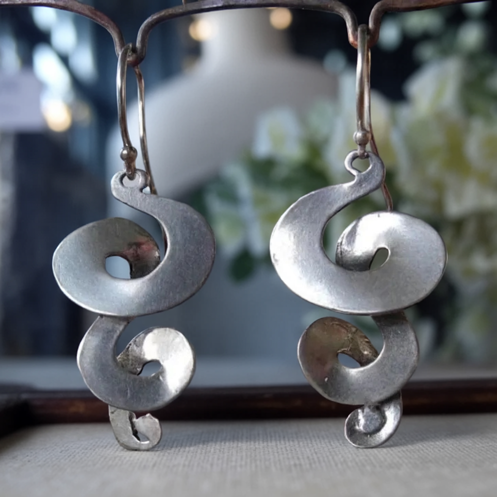 Vintage Silver Spiral Earrings