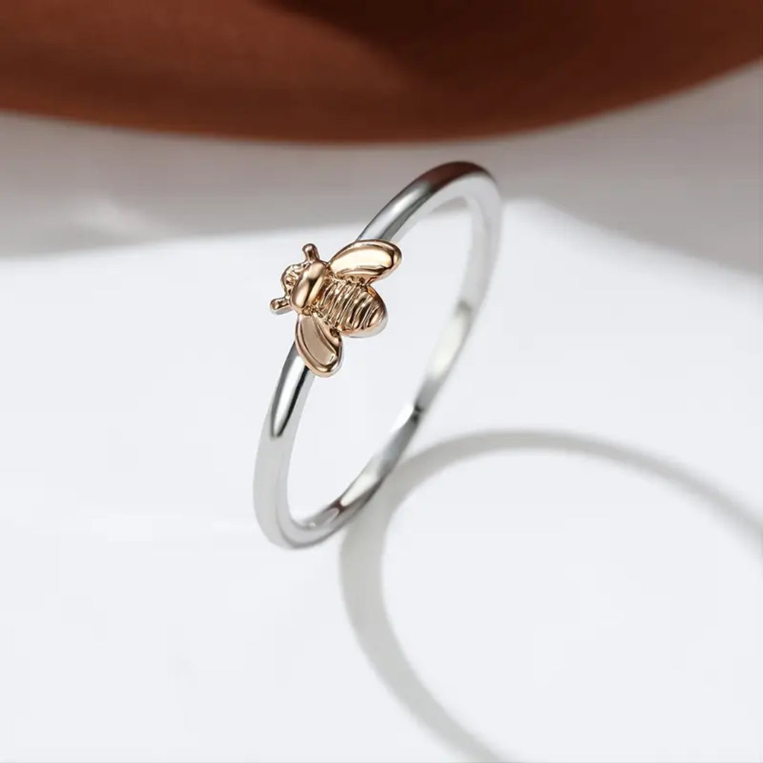 Silver Gold Bee Ring