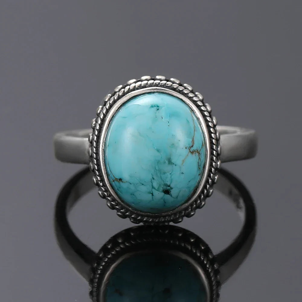 Eternal Silver Oval Ring with Turquoise