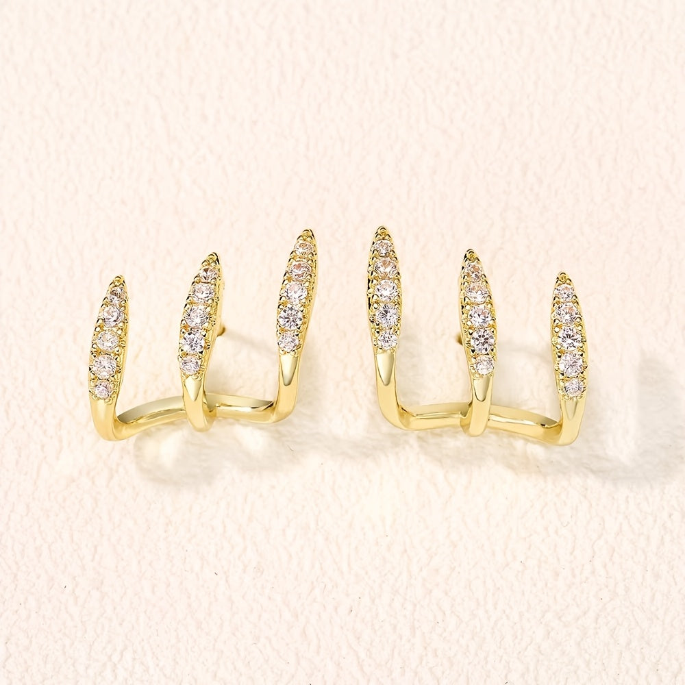 Elegant Three-Claw Rhinestone Earrings