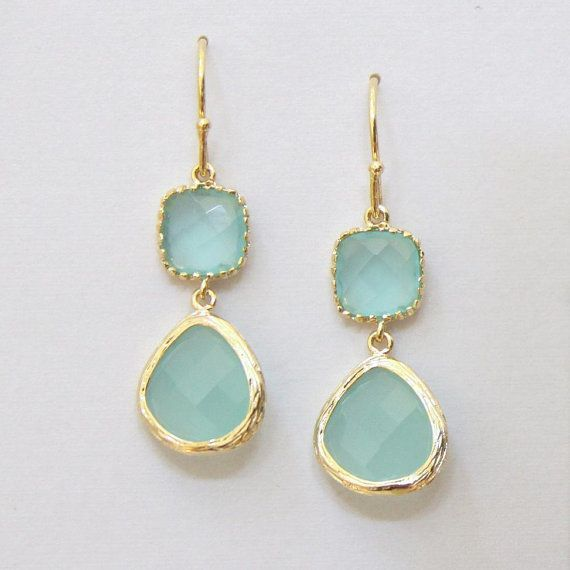Vintage turquoise and moonstone earrings
