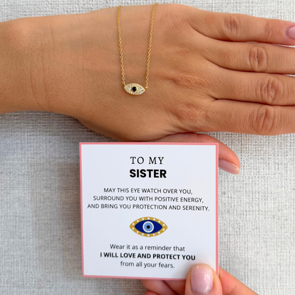 To My Sister – Positive Energy Evil Eye Necklace
