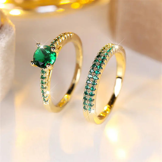 Emerald Duo Ring Set