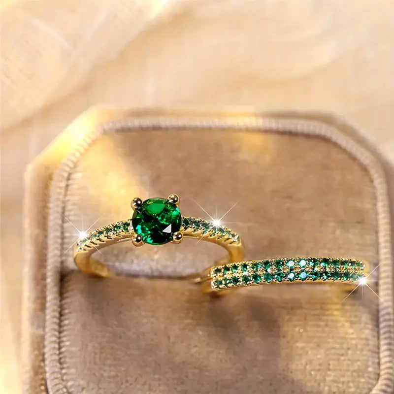 Emerald Duo Ring Set