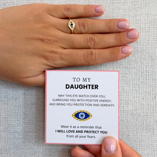 To My Daughter – Positive Energy Evil Eye Ring | Adjustable