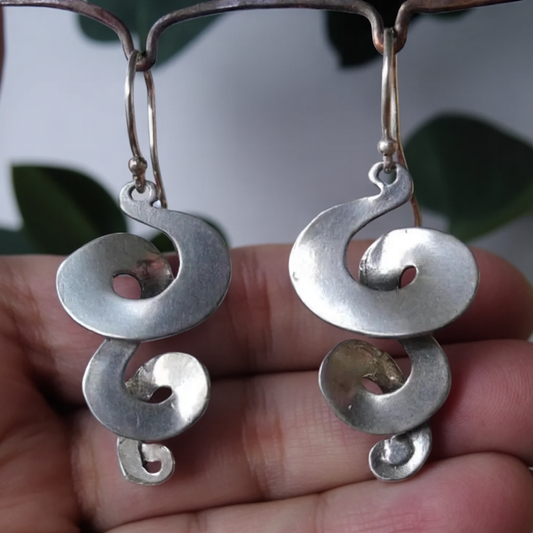 Vintage Silver Spiral Earrings
