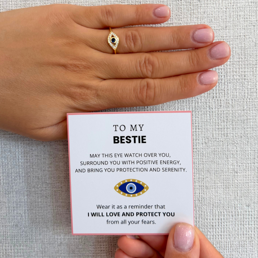 To My Bestie – Positive Energy Evil Eye Ring | Adjustable
