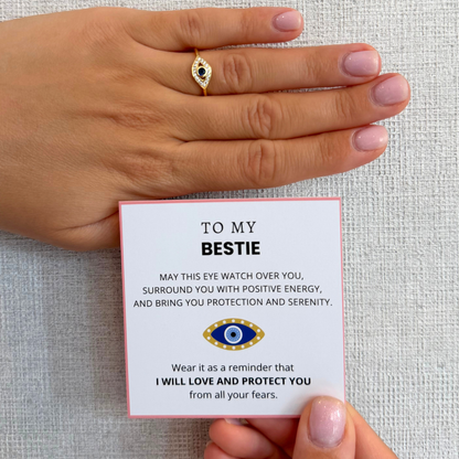 To My Bestie – Positive Energy Evil Eye Ring | Adjustable