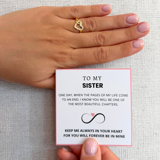 To My Sister – Infinity Heart Ring | Adjustable