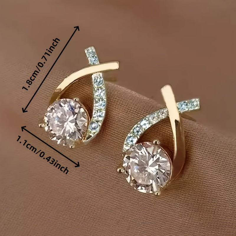 Golden Cross Zirconium Earrings