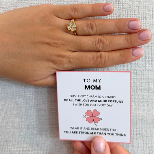 To My Mom – Lucky Clover Fidget Ring | Adjustable