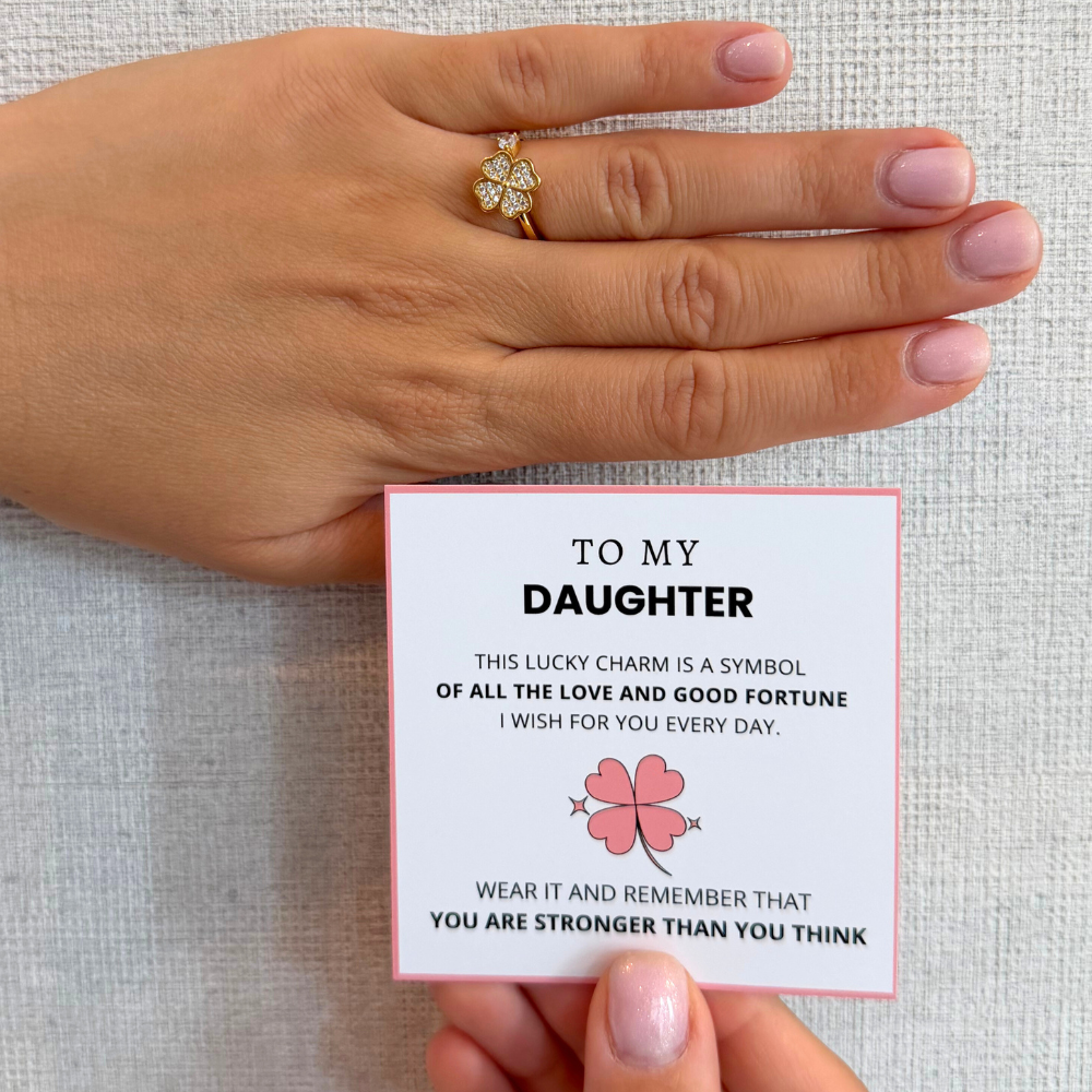 To My Daughter – Lucky Clover Fidget Ring | Adjustable