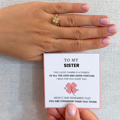 To My Sister – Lucky Clover Fidget Ring | Adjustable