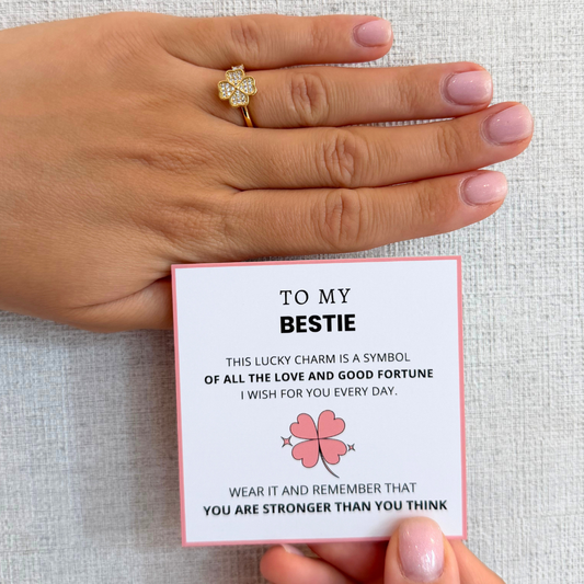 To My Bestie – Lucky Clover Fidget Ring | Adjustable