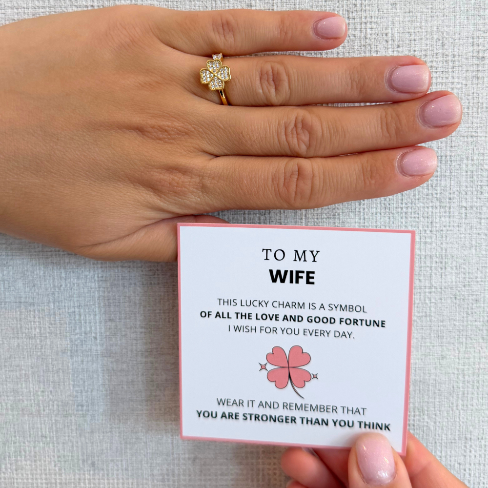 To My Wife – Lucky Clover Fidget Ring | Adjustable