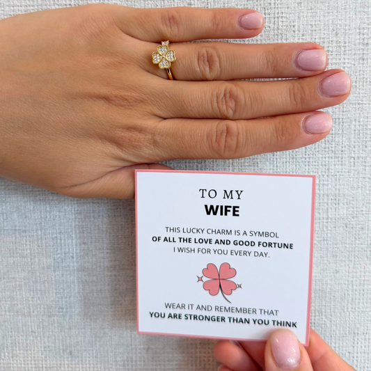 To My Wife – Lucky Clover Fidget Ring | Adjustable