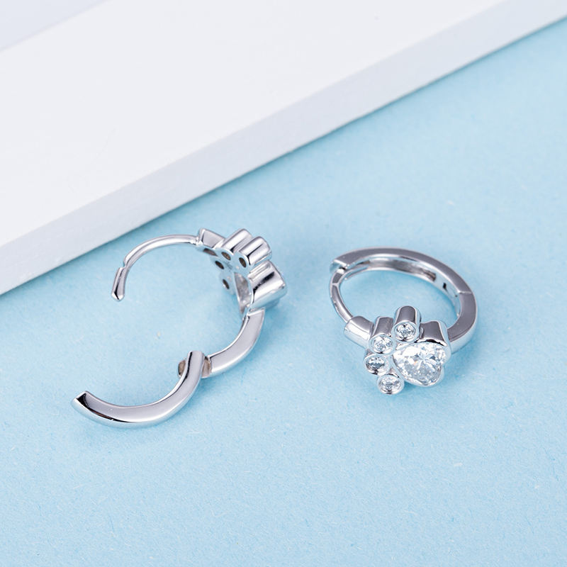 Small hoop earrings with paw print design