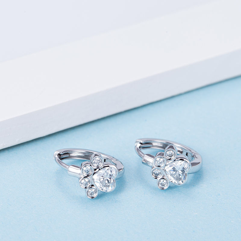 Small hoop earrings with paw print design