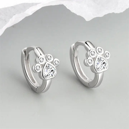 Small hoop earrings with paw print design