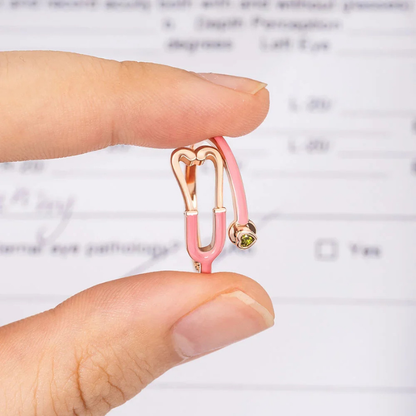 Stethoscope Ring with Heart-Shaped Lucky Stone