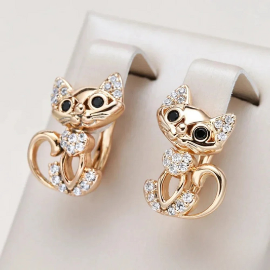Elegant Cat Zircon Earrings