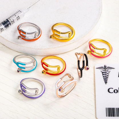 Stethoscope Ring with Heart-Shaped Lucky Stone