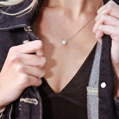 Sterling Silver Cat-Shaped Pearl Necklace