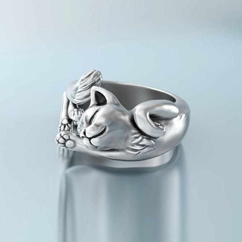 Vintage Cat Silver Ring