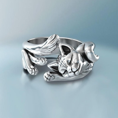 Vintage Cat Silver Ring