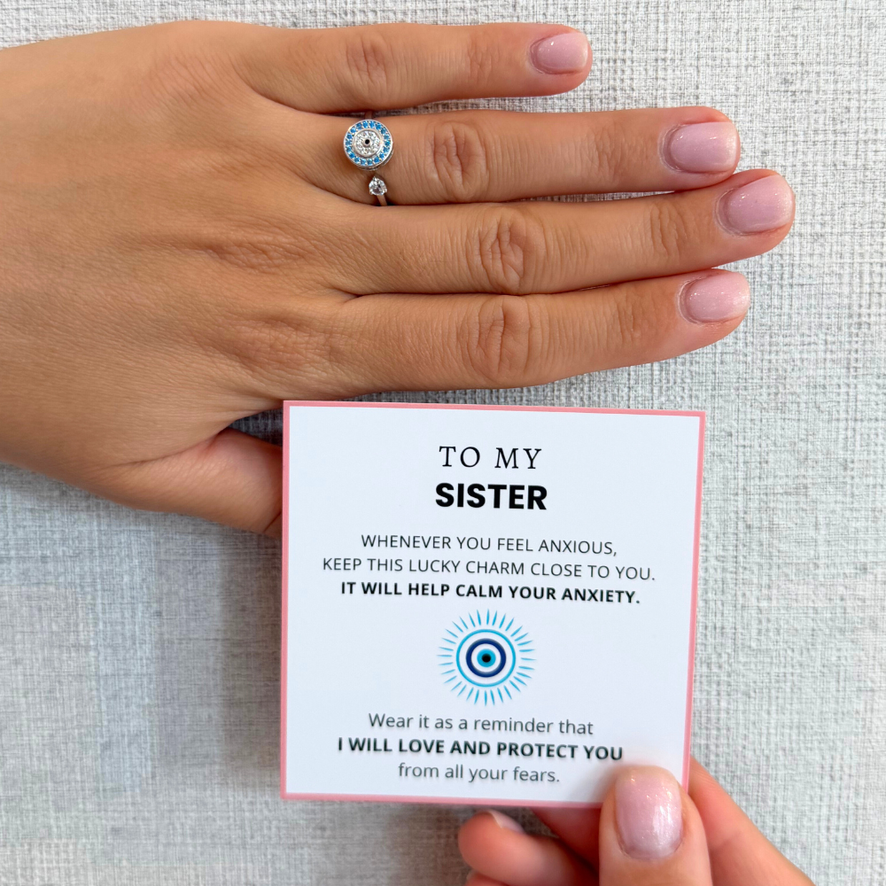 To My Sister – Evil Eye Fidget Ring | Adjustable