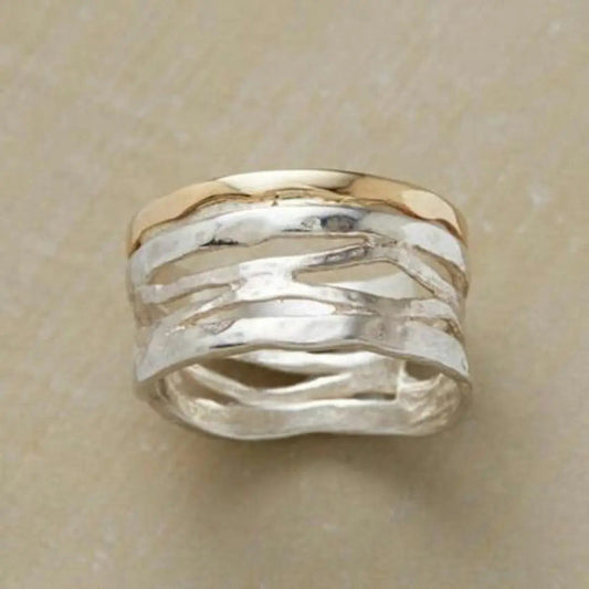 Vintage Hollow Gold and Silver Ring