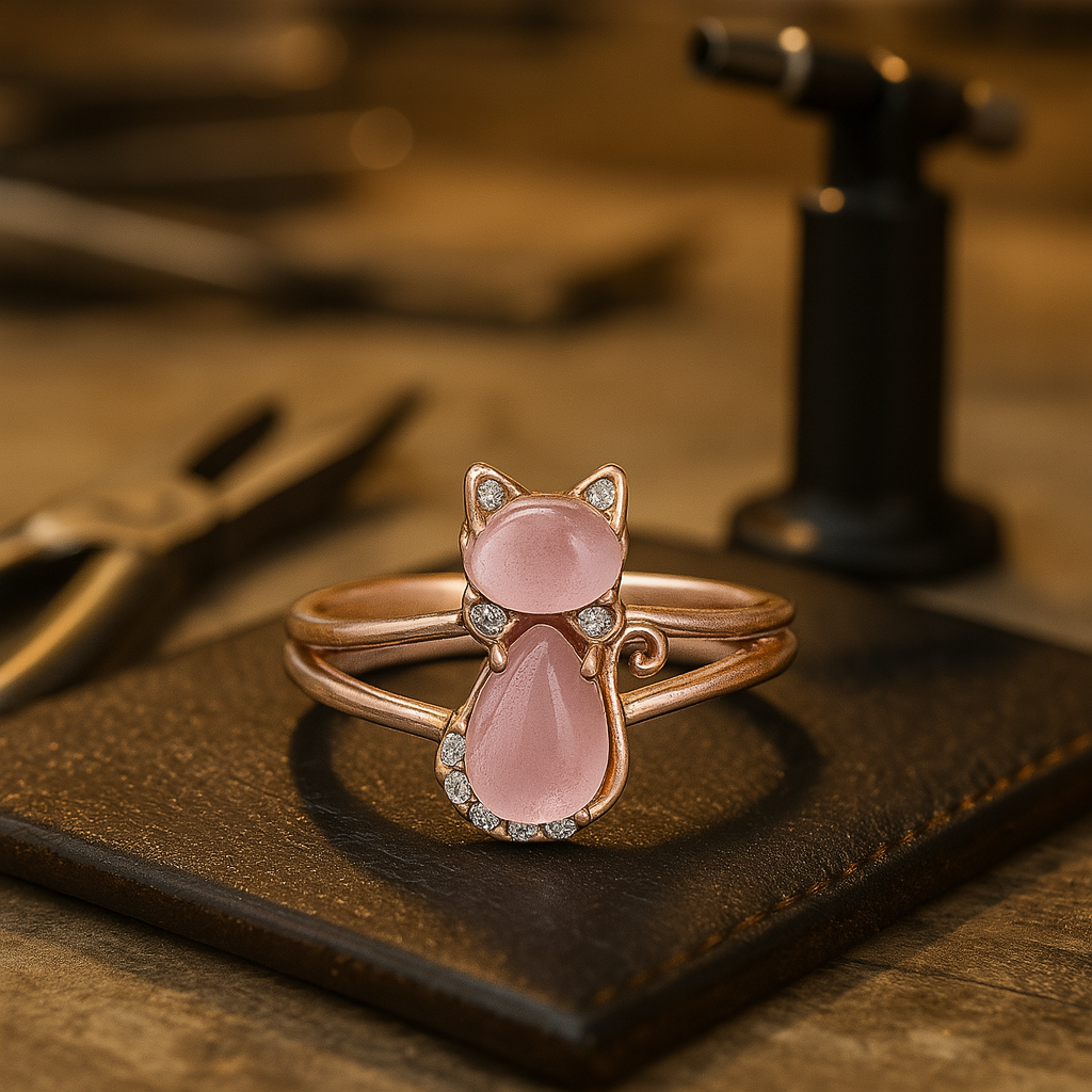 Ring with Cat in Rose Gold