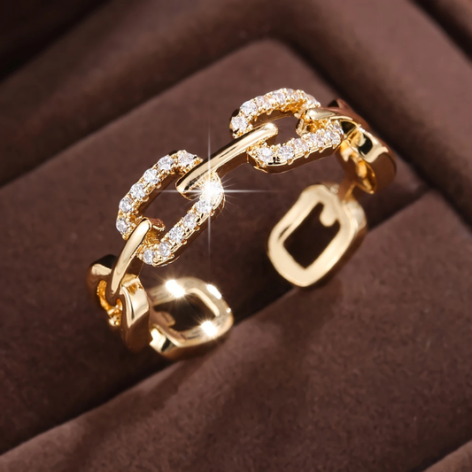 Radiant Bond Gold Chain Ring