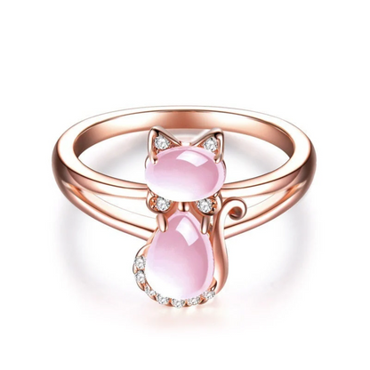 Ring with Cat in Rose Gold