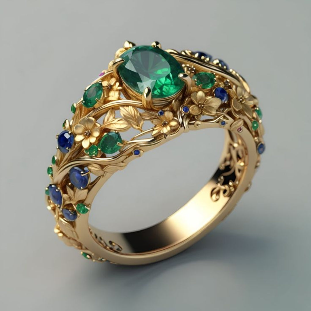 Elegant Emerald & Sapphire Luxury Ring