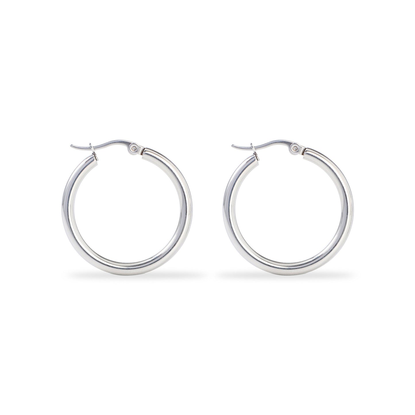 Classic Polished Silver Hoop Earrings