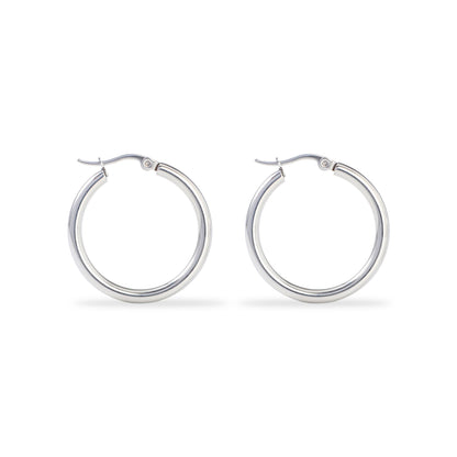 Classic Polished Silver Hoop Earrings