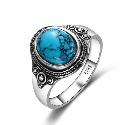 Eternal Silver Oval Ring with Turquoise