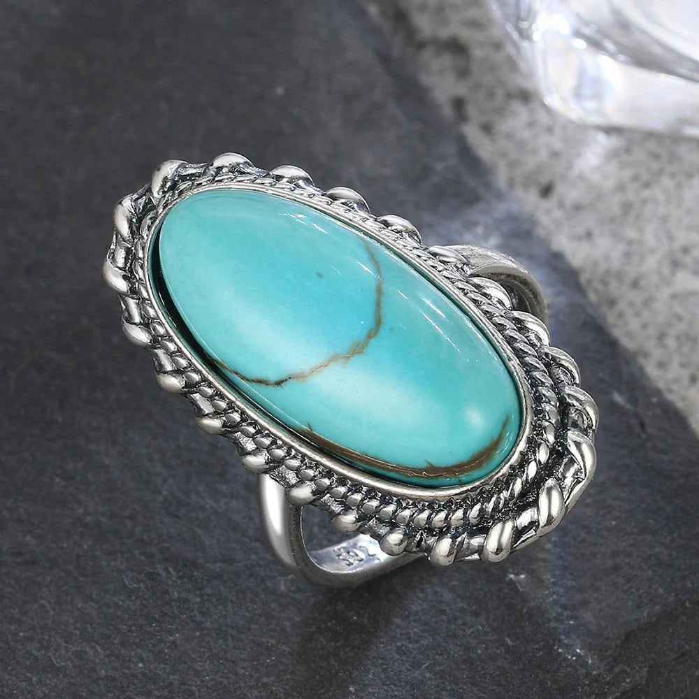 Vintage Sterling Silver Statement Ring with Turquoise