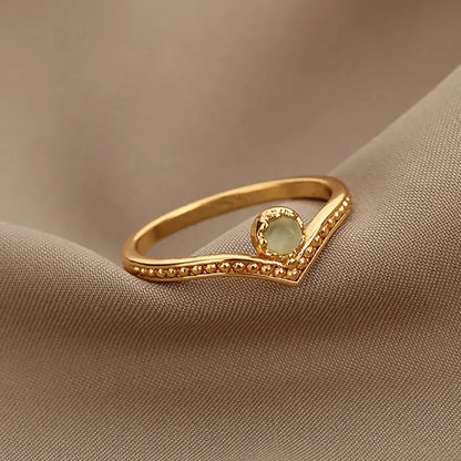 Elegant Gold Water Drop Opal Crown Ring