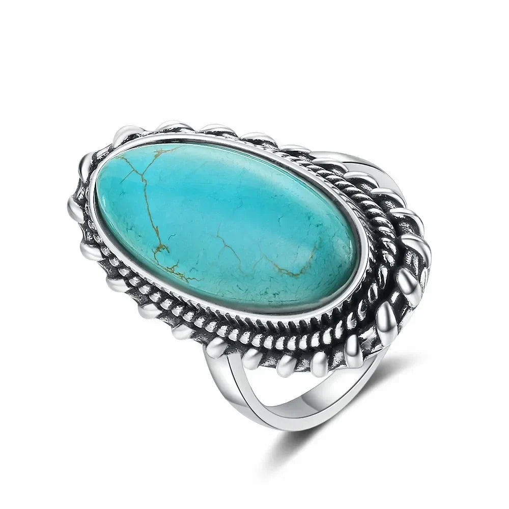 Vintage Sterling Silver Statement Ring with Turquoise