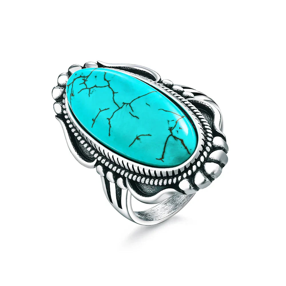 Vintage Sterling Silver Statement Ring with Turquoise