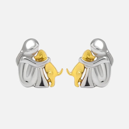Two-Tone Silver and Gold Hug Earrings