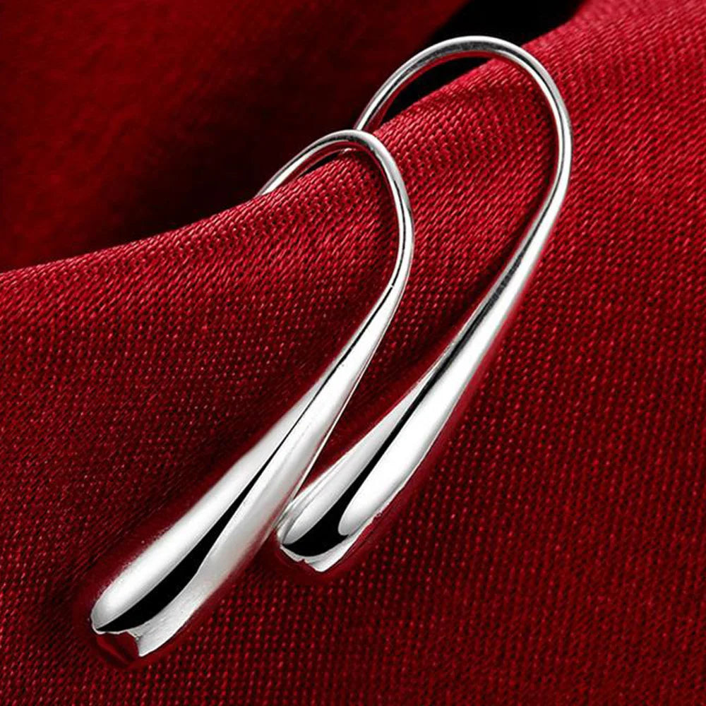 Sterling Silver Drop-Shaped Hoop Earrings