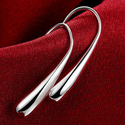Sterling Silver Drop-Shaped Hoop Earrings