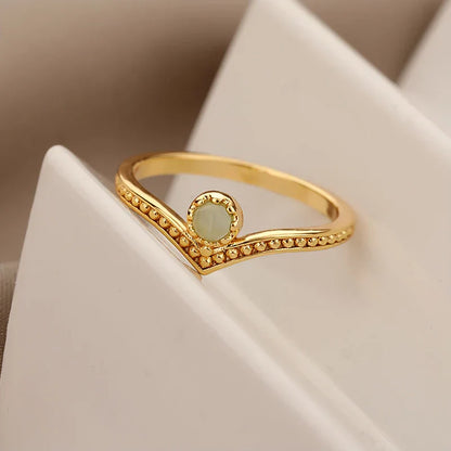 Elegant Gold Water Drop Opal Crown Ring