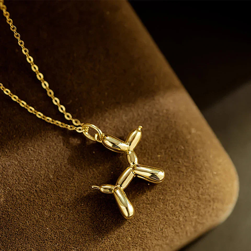 Dog Balloon Necklace - Gold and Silver