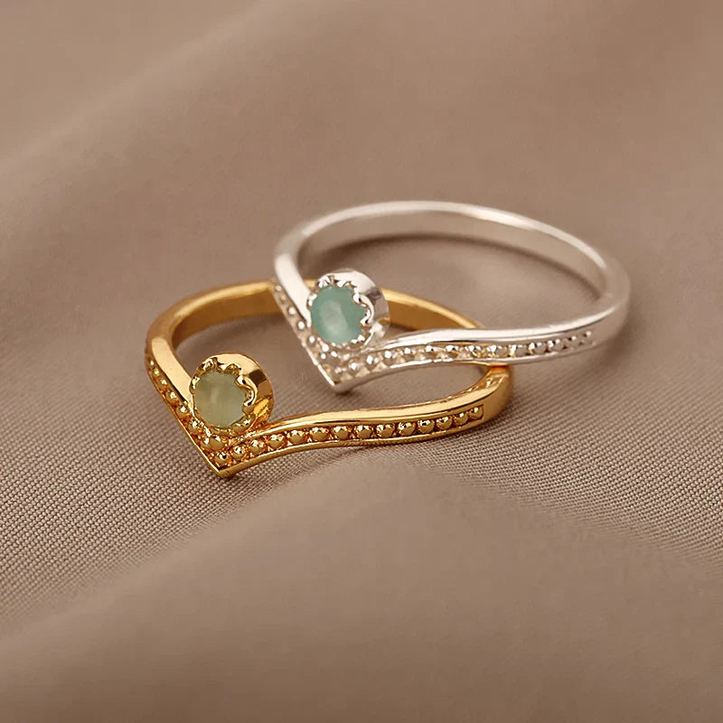 Elegant Gold Water Drop Opal Crown Ring