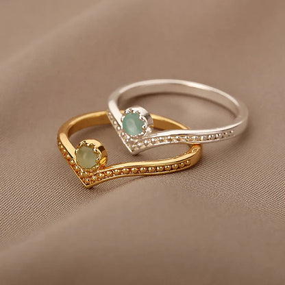 Elegant Gold Water Drop Opal Crown Ring