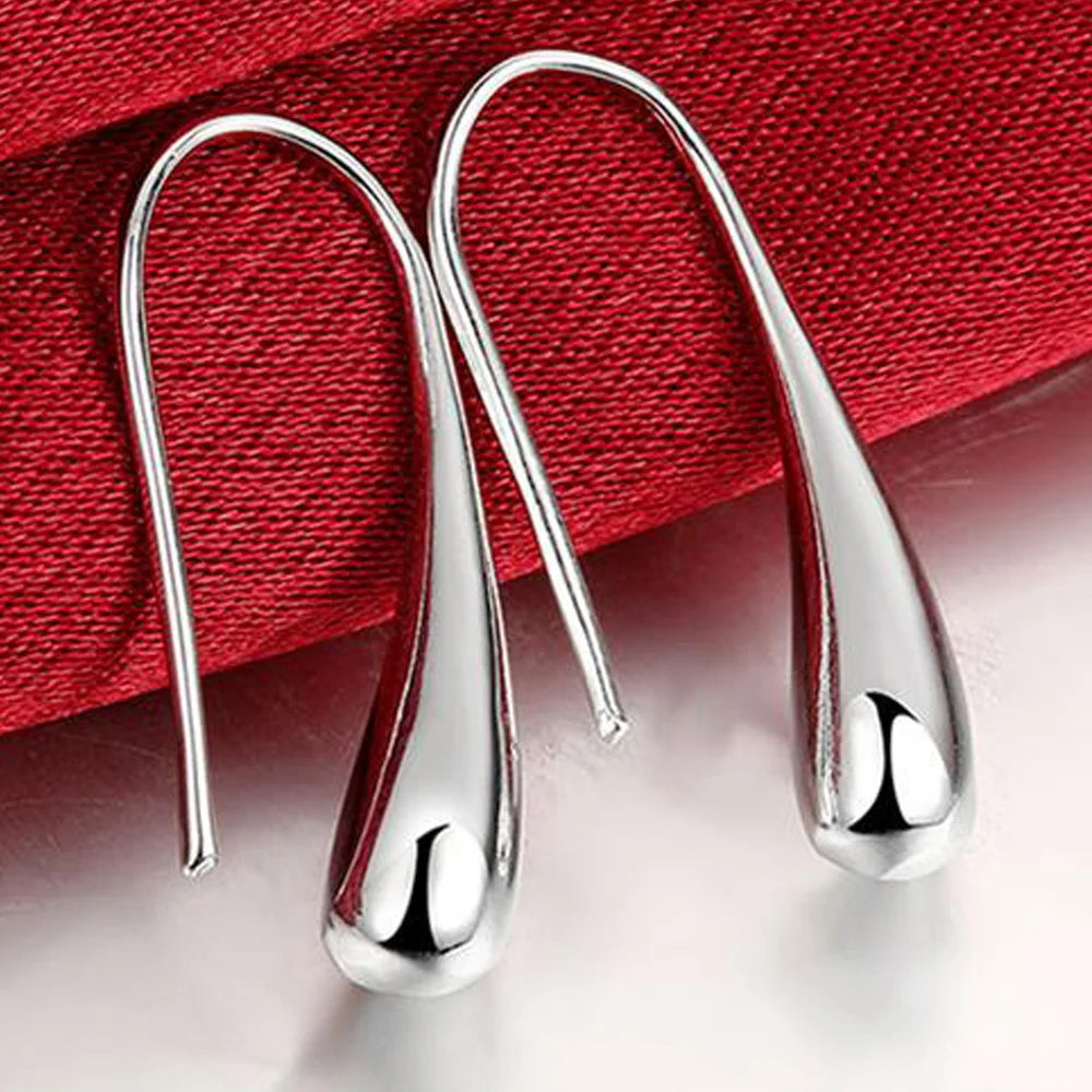 Sterling Silver Drop-Shaped Hoop Earrings